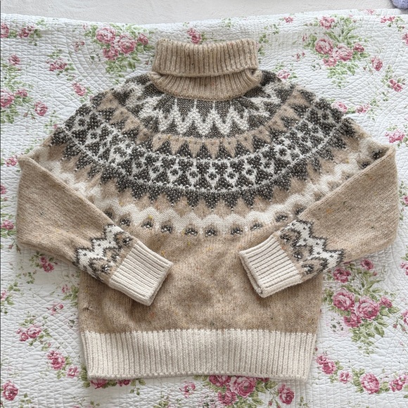 NWOT Pilcro by Anthropology Fair Isle Turtleneck Nordic Sweater - Picture 4 of 9